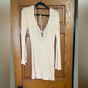 REVOLVE Cream Long Sleeve Dress